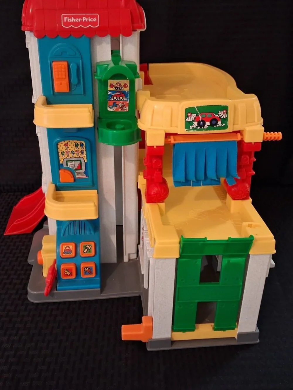 VTG Fisher-Price Little People Garage Gas Station Car Wash Playset 1999 Works!